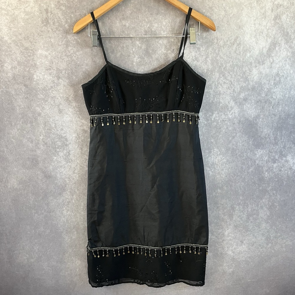 Beaders Touch Dress Womens 4 Black Silk Embroidery Beaded Moroccan Metal Dangles